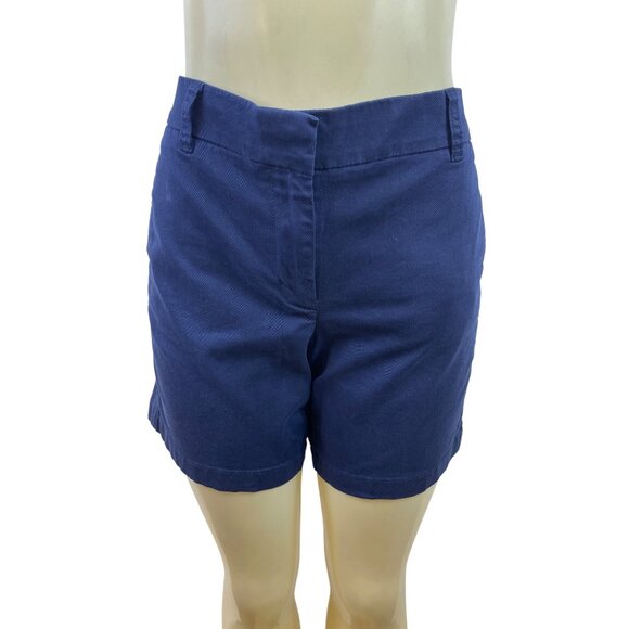 J. Crew Womens Navy Chino Shorts Mid-Rise Tailored Fit Size 10 - Picture 1 of 8